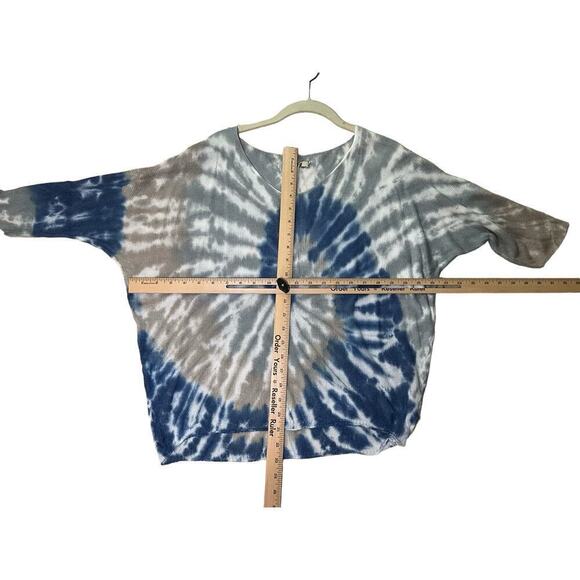Angela Blouse Top Women's SZ L Multicolor Tie Dye 1/4 Sleeve Crew Neck Knitted - Picture 6 of 6